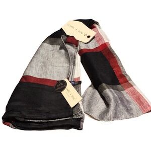 Scarfs 4 You Plaid Viscose Blend Scarf Black Red Gray White Oversized